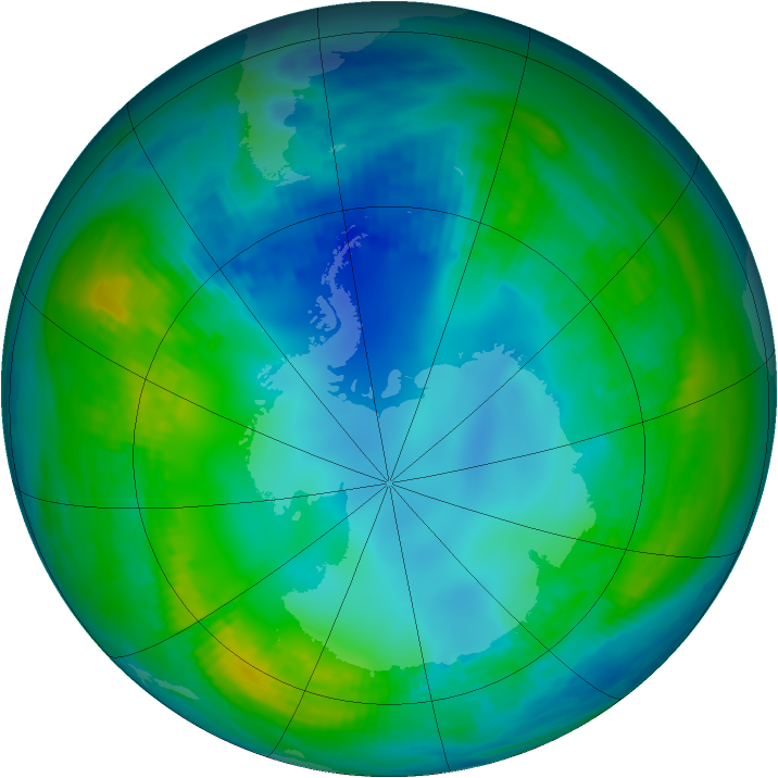 Antarctic ozone map for 14 May 1989